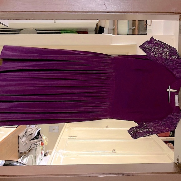 Rich Purple poly and lace sleeves ASOS dress size 4 - Picture 1 of 5